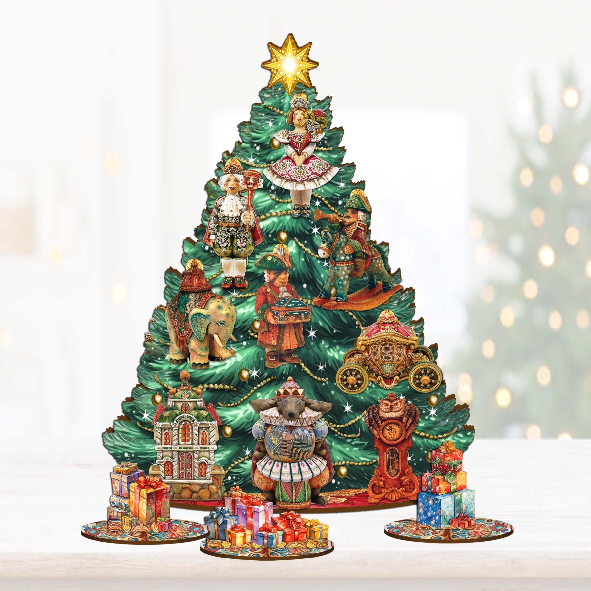8091519 12.5 in. Nutcracker Masquerade Thematic Christmas Tree Tabletop Decor Set