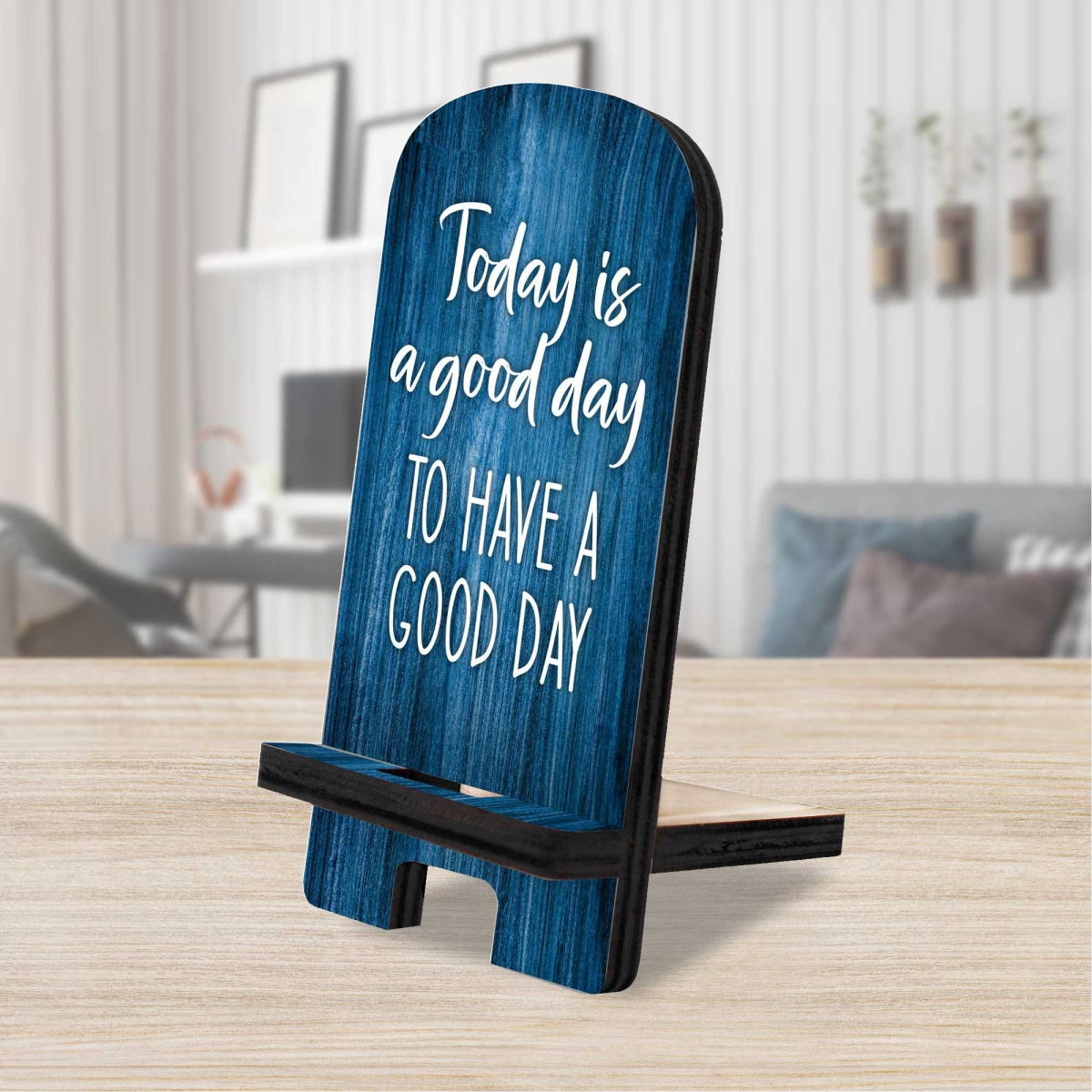 892064 6 x 3 x 3 in. Today is a Good Day Cell Phone Stand Family Decor with Wood Mobile Holder Organizer -  Designocracy