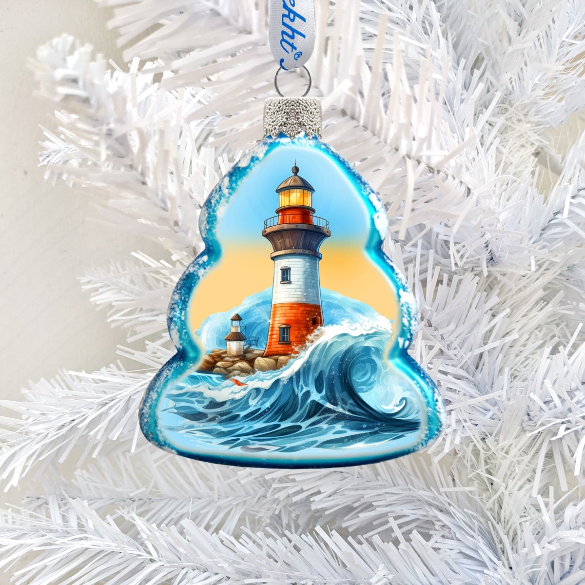 3 x 2 in. Lighthouse Mercury Glass Ornaments Christmas Decor