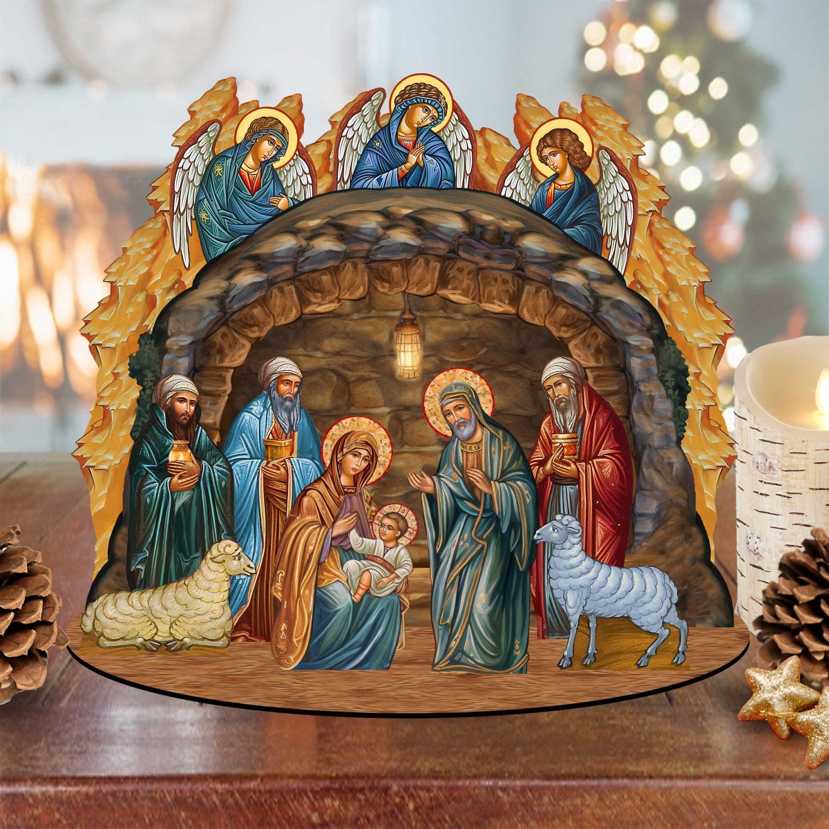 8.5 in. Nativity Scene with Angels Decorative Village Holiday Decor