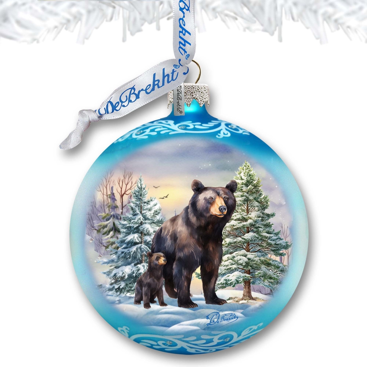 3 x 3.5 in. A Love for All Seasons Black Bears Ball Glass Ornament Wildlife Holiday Decor