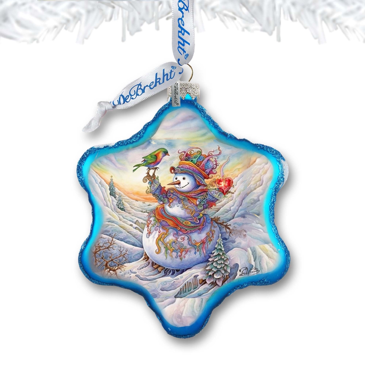 4 x 3.5 in. Festive Frosty Friend Snowflake Glass Ornament Christmas Santa Snowman Decor -  Instrumento, IN3510285