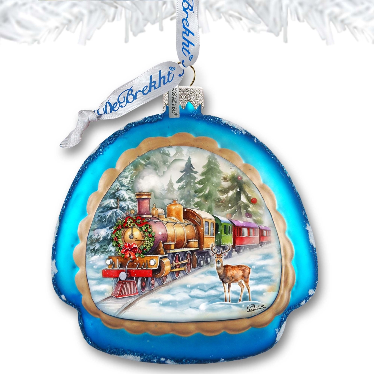 4 x 3.5 in. Polar Express Rainbow Glass Ornament Christmas Decor