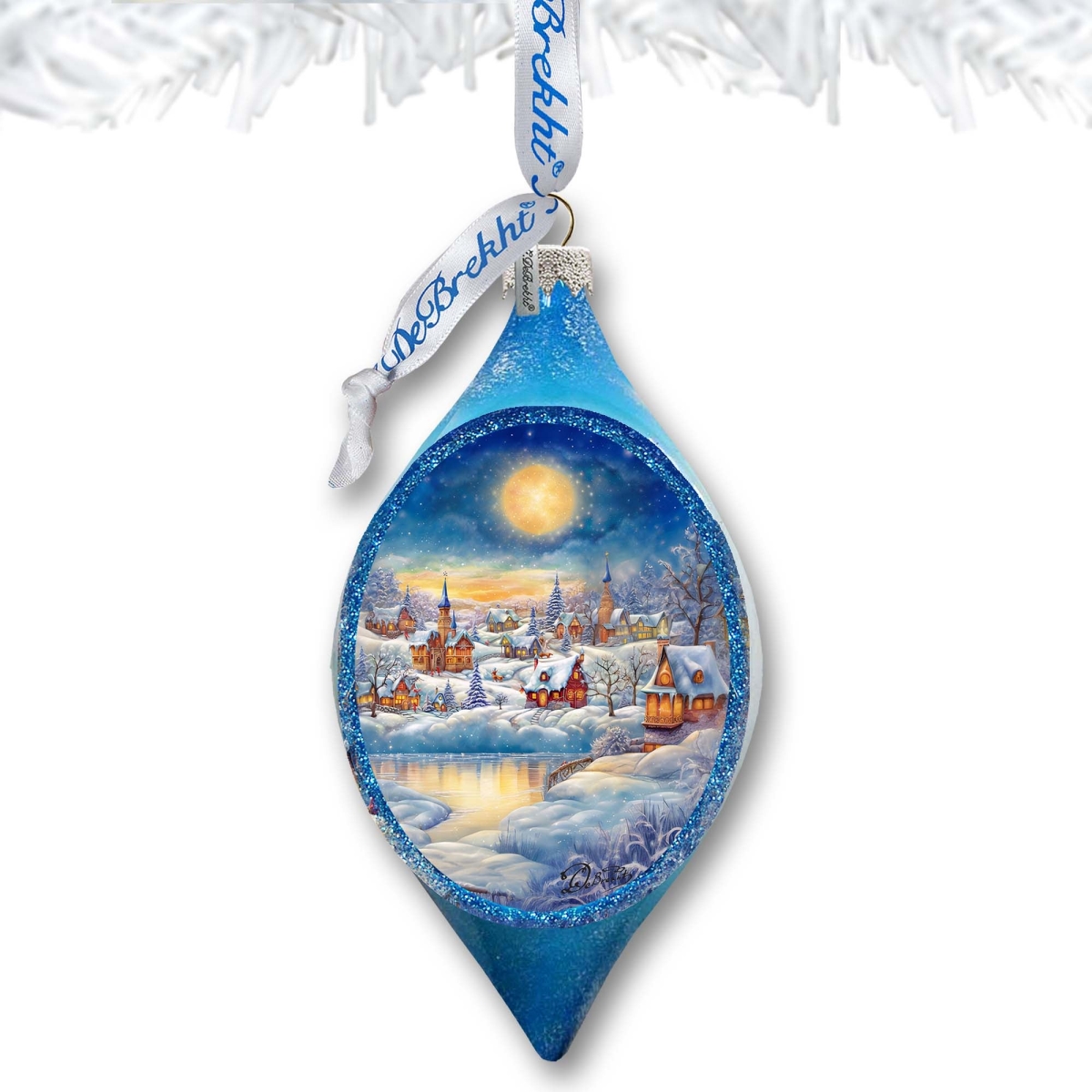 4 x 3 in. Magic Christmas Night Drop Glass Ornament Christmas Decor