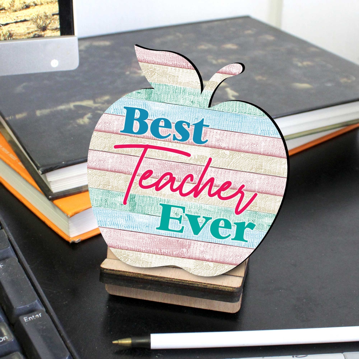 12 x 9 in. Back to School Teacher End of Year Teacher Appreciation Rustic Apple Sign Unique Gift for Teacher