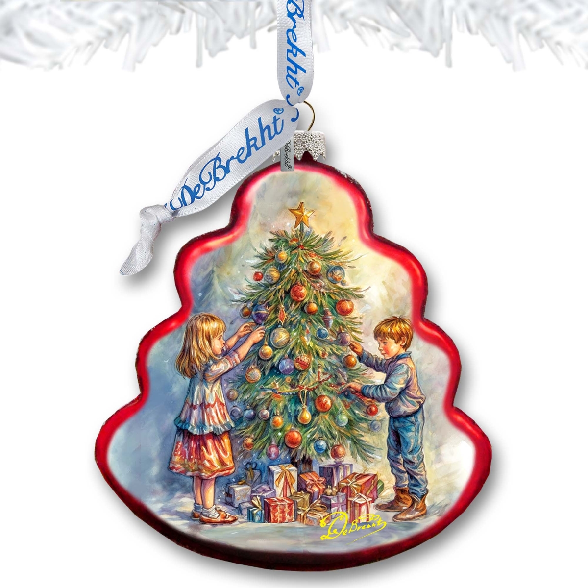 4 x 3.5 in. Love Among the Branches Tree Glass Ornament Christmas Decor