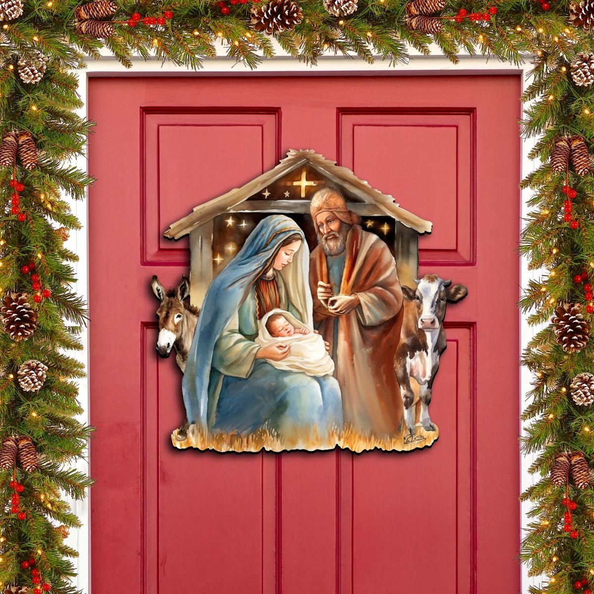 24 x 18 in. Born Under Bright Star Nativity Holiday Door Decor