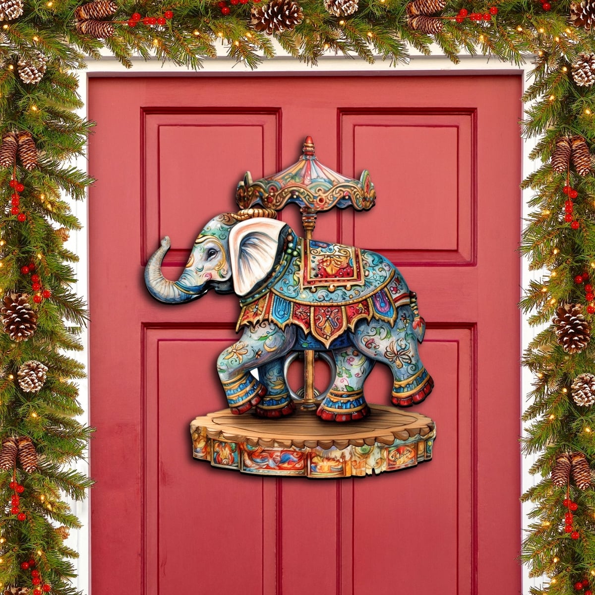 24 x 18 in. Carousel Elephant Holiday Christmas Door Decor