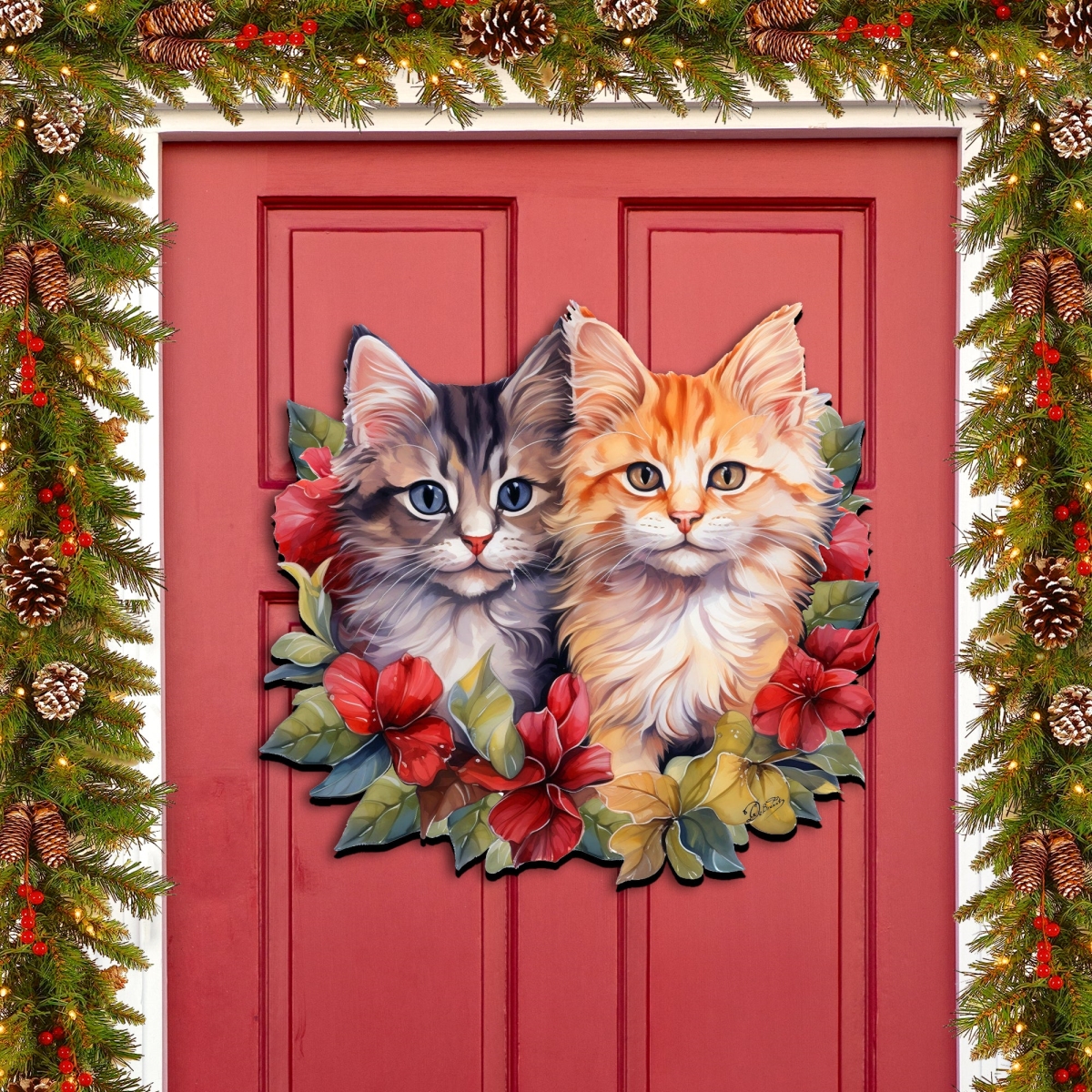 24 x 18 in. Cute Kittens Holiday Pets Wall Door Decor
