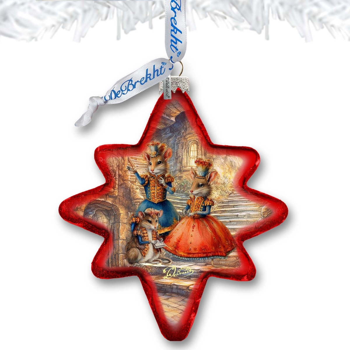 4 x 3 in. Nutcracker Ballet Scene Star Glass Ornament Christmas Decor