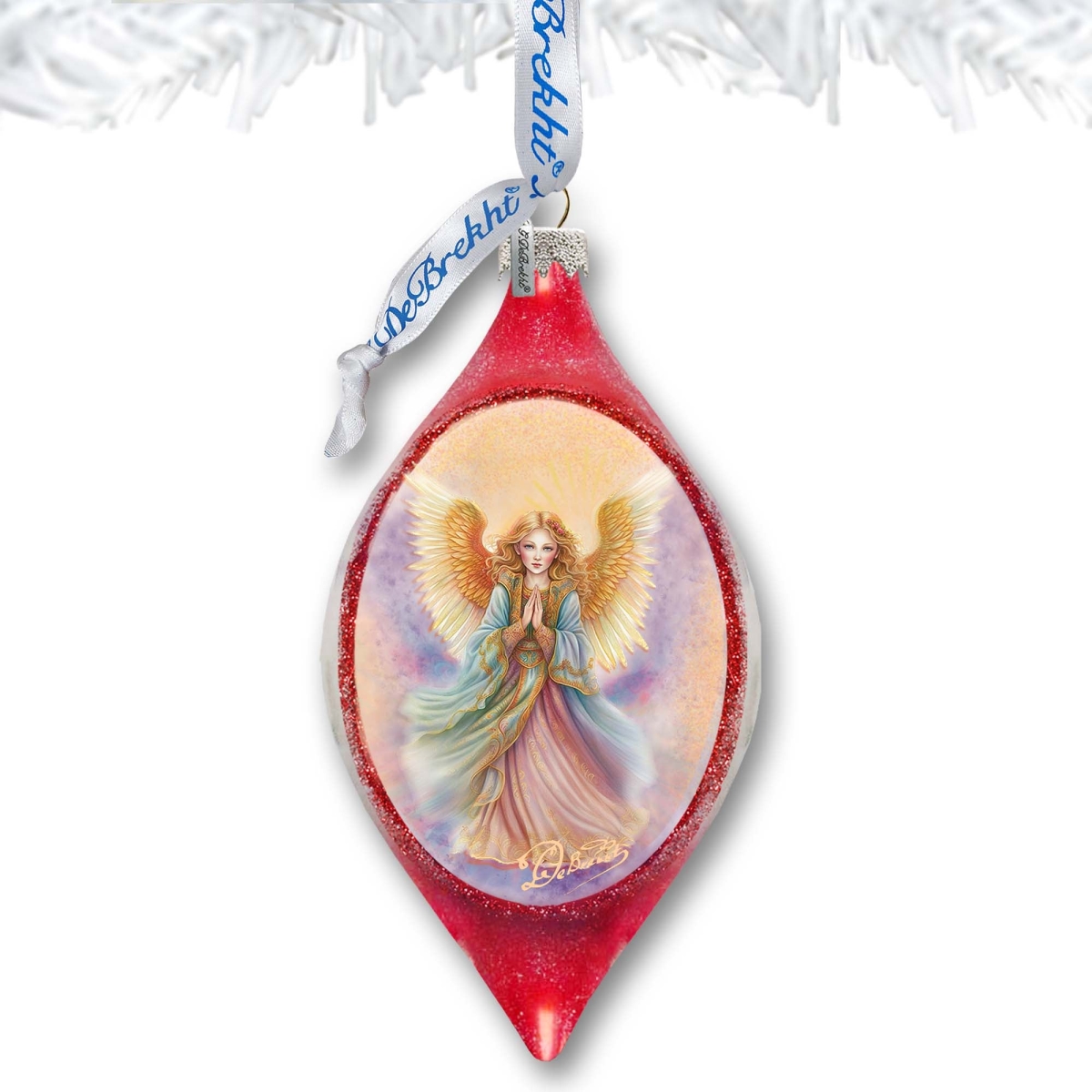 4 x 3 in. Angel Drop Glass Ornament Nativity Holiday Decor