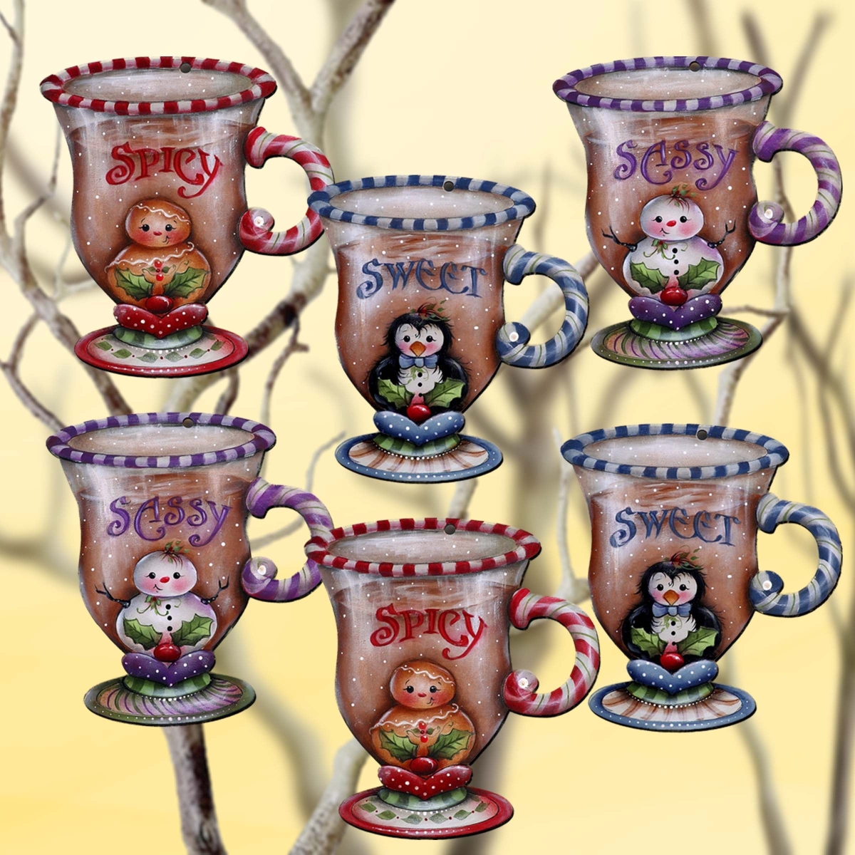 8090053C-MP-S6 Sweet and Spicy Season Decorative Wooden Clip-on Ornaments Set of 6 by Jamie Mills-Price - Christmas Decor