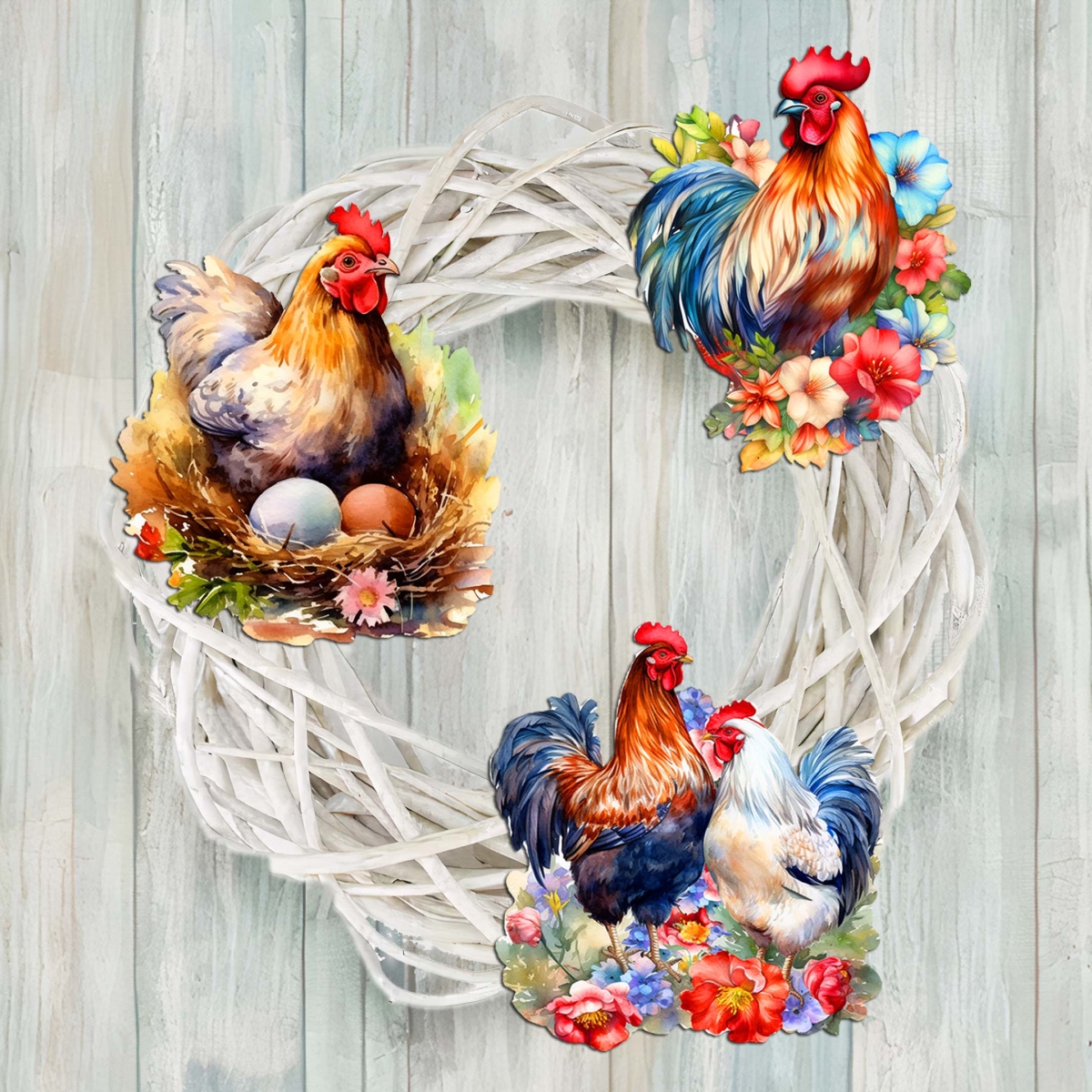 8091056C-S3 Spring on the Farm Decorative Wooden Clip-on Ornaments Set of 3 by  - Easter Decor