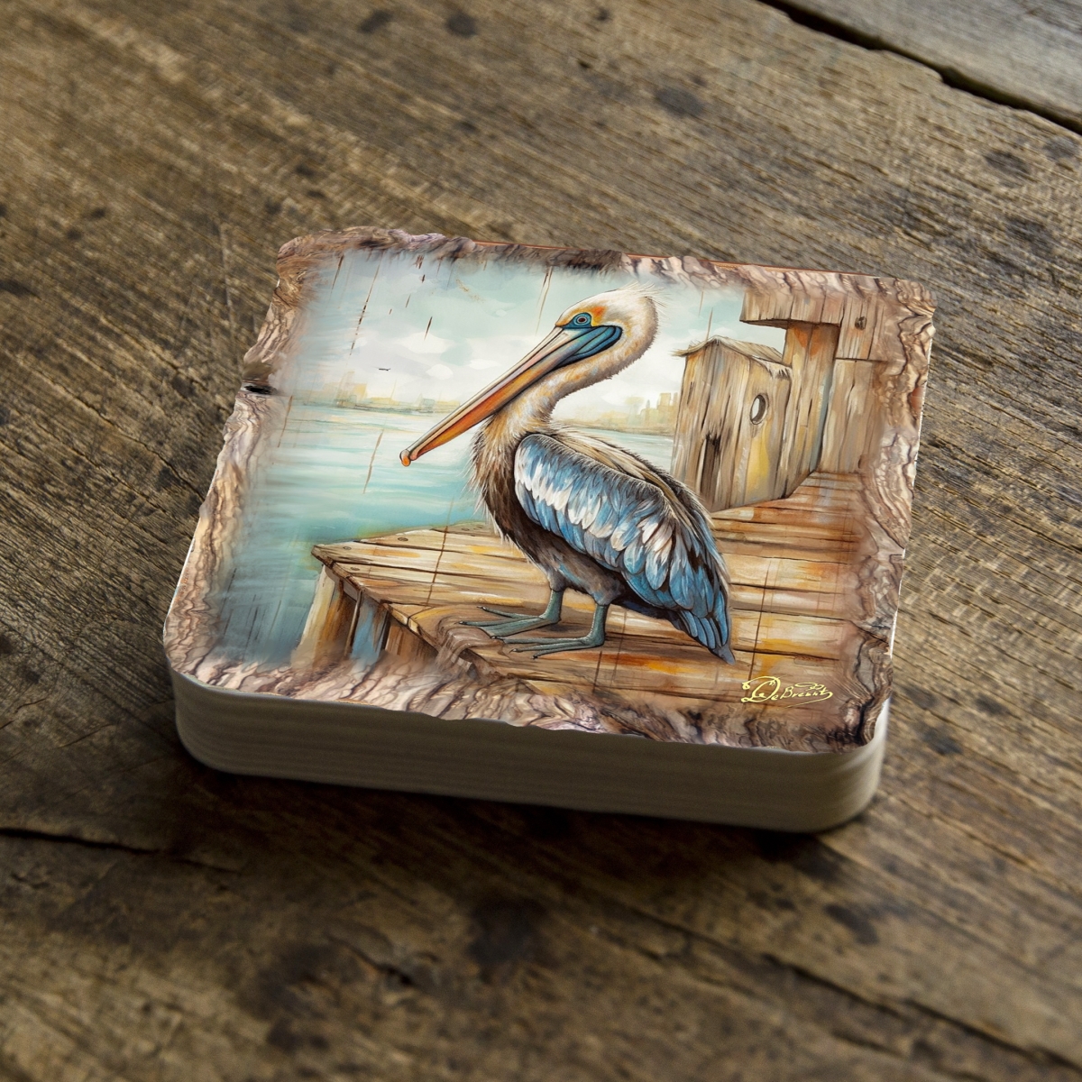 Picture of G. Debrekht 95388C-S4 Pelican Wooden Cork Coasters Gift Set of 4 by Nature Wonders