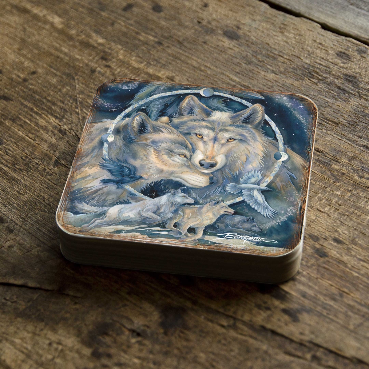 Picture of G. Debrekht 8199471C-S4 In Spirit I am Free Wooden Cork Coasters Gift Set of 4 by J. Bergsma - Wildlife Decor