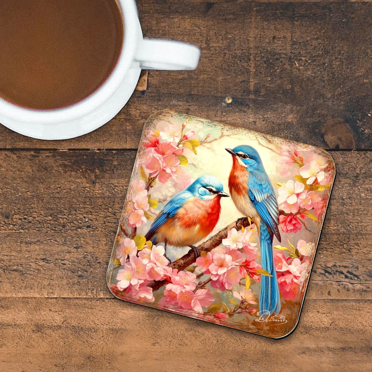 Picture of G. Debrekht 8199438C-S4 Spring Birds Wooden Cork Coasters Gift Set of 4 by G. Debrekht - Easter Spring Decor