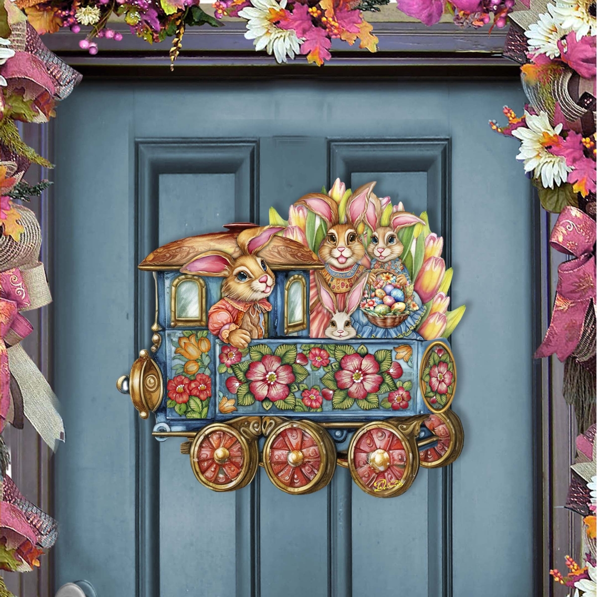 8652781H Easter Bunny Train Holiday Door Decor by  - Easter Spring Decor