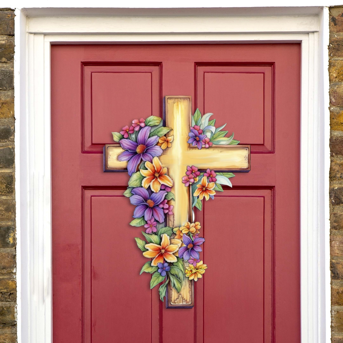 8688168H Garden Serenity Cross Holiday Door Decor by  - Easter Spring Decor