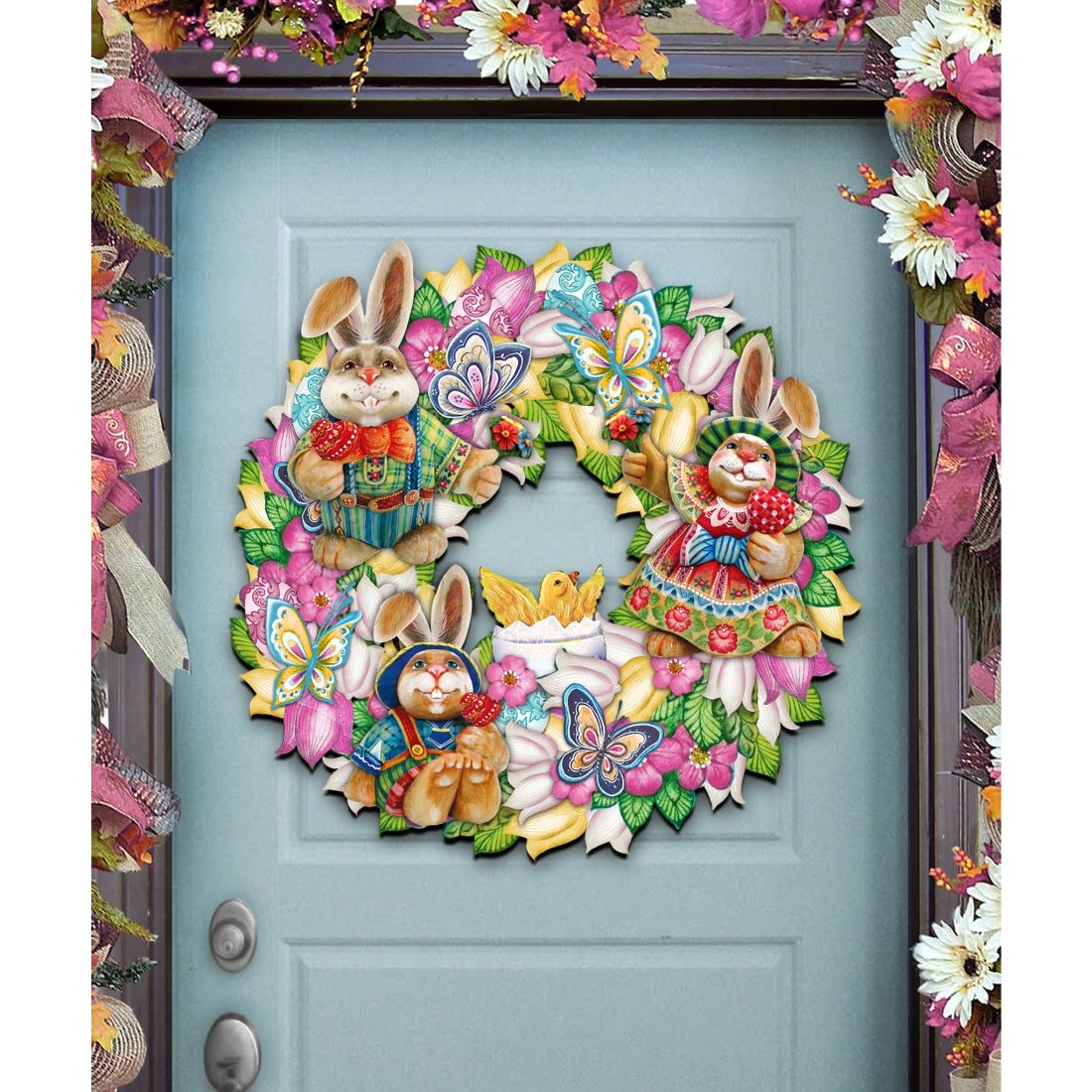 8185301-3H Easter Family Holiday Door Wreath by  - Easter Spring Decor