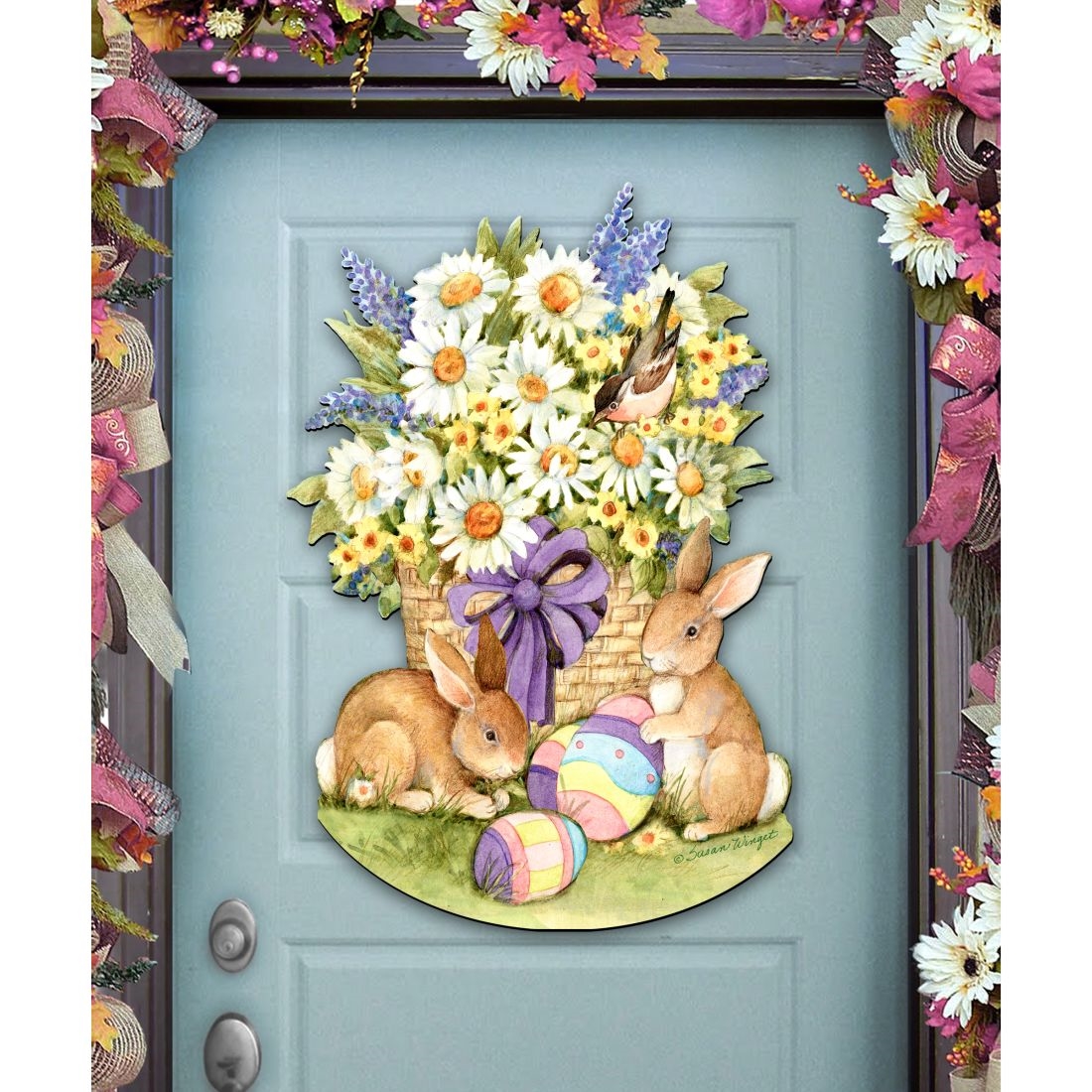 8471301H-SW Spring Bunny Easter Door Decor by Susan Winget - Easter Spring Decor