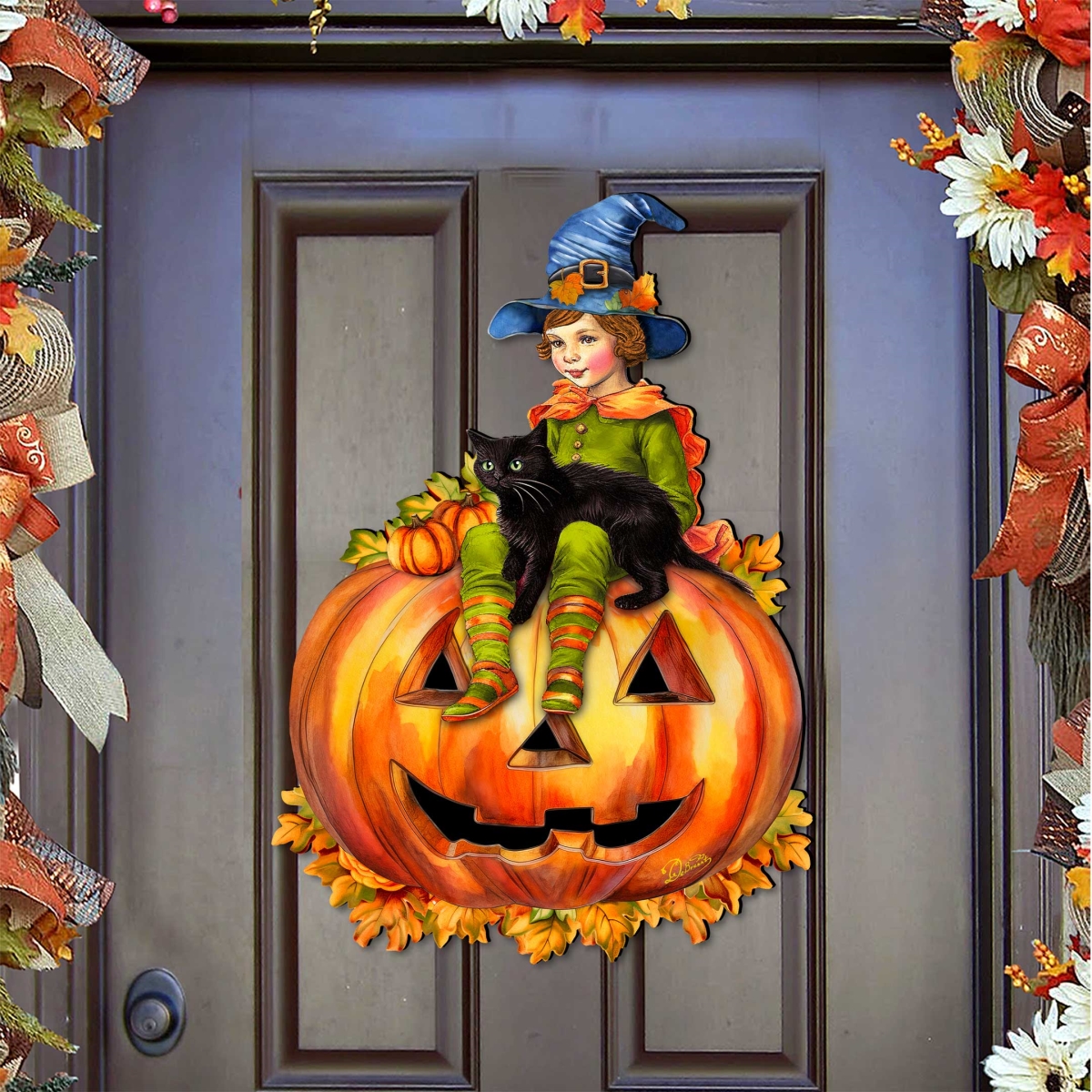 8652795H Boy on Pumpkin Holiday Door Decor by  - Halloween Decor