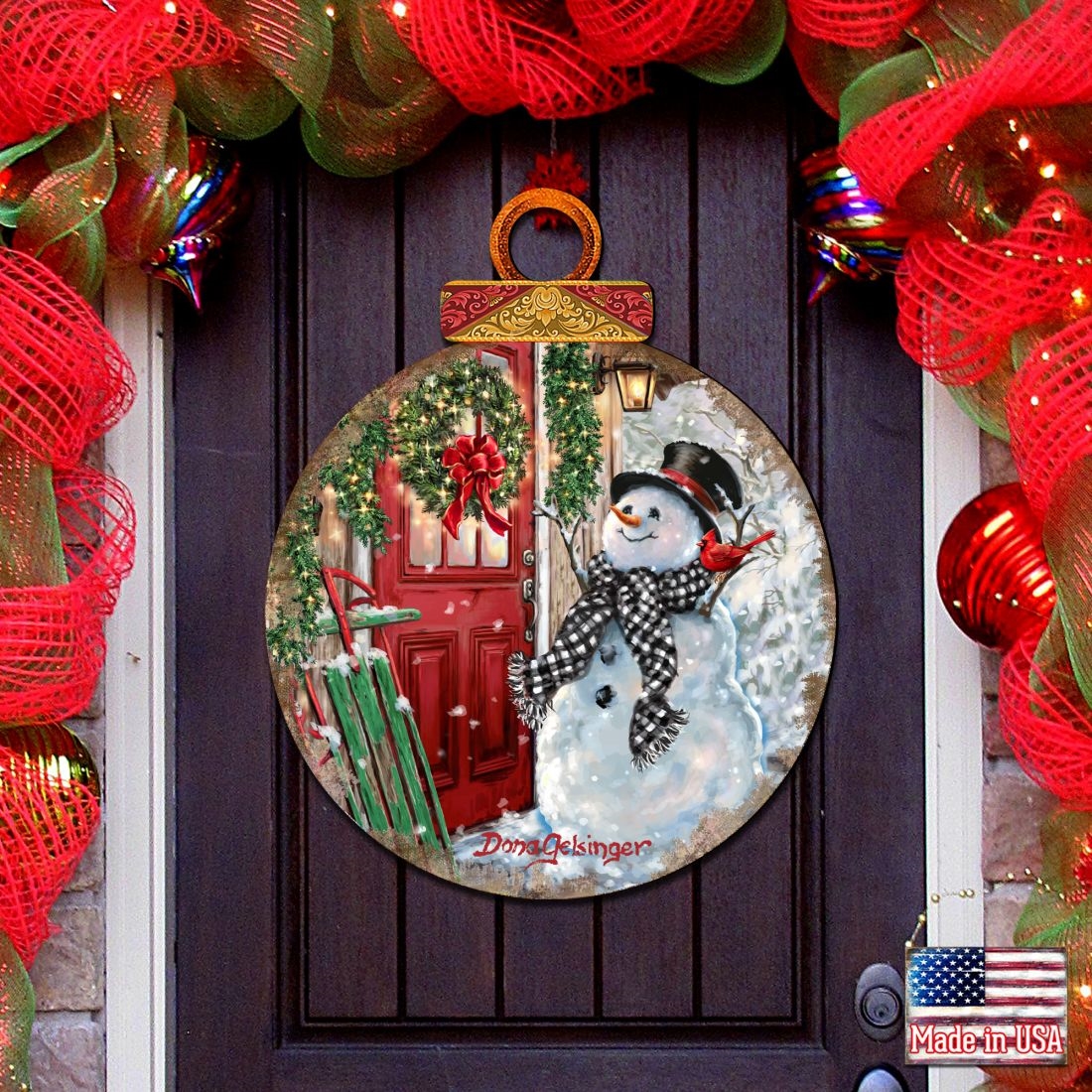8421127H-DG Winter Arrival Snowman Door Decor by D. Gelsinger - Christmas Decor
