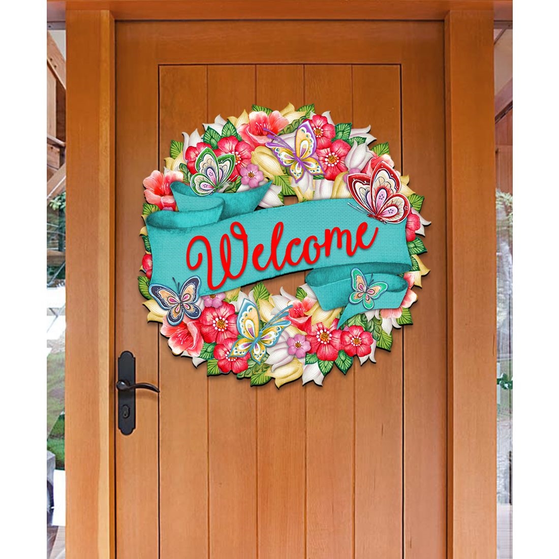 8185303-3H Welcome Flowers Summer Holiday Door Wreath by  - Easter Spring Decor