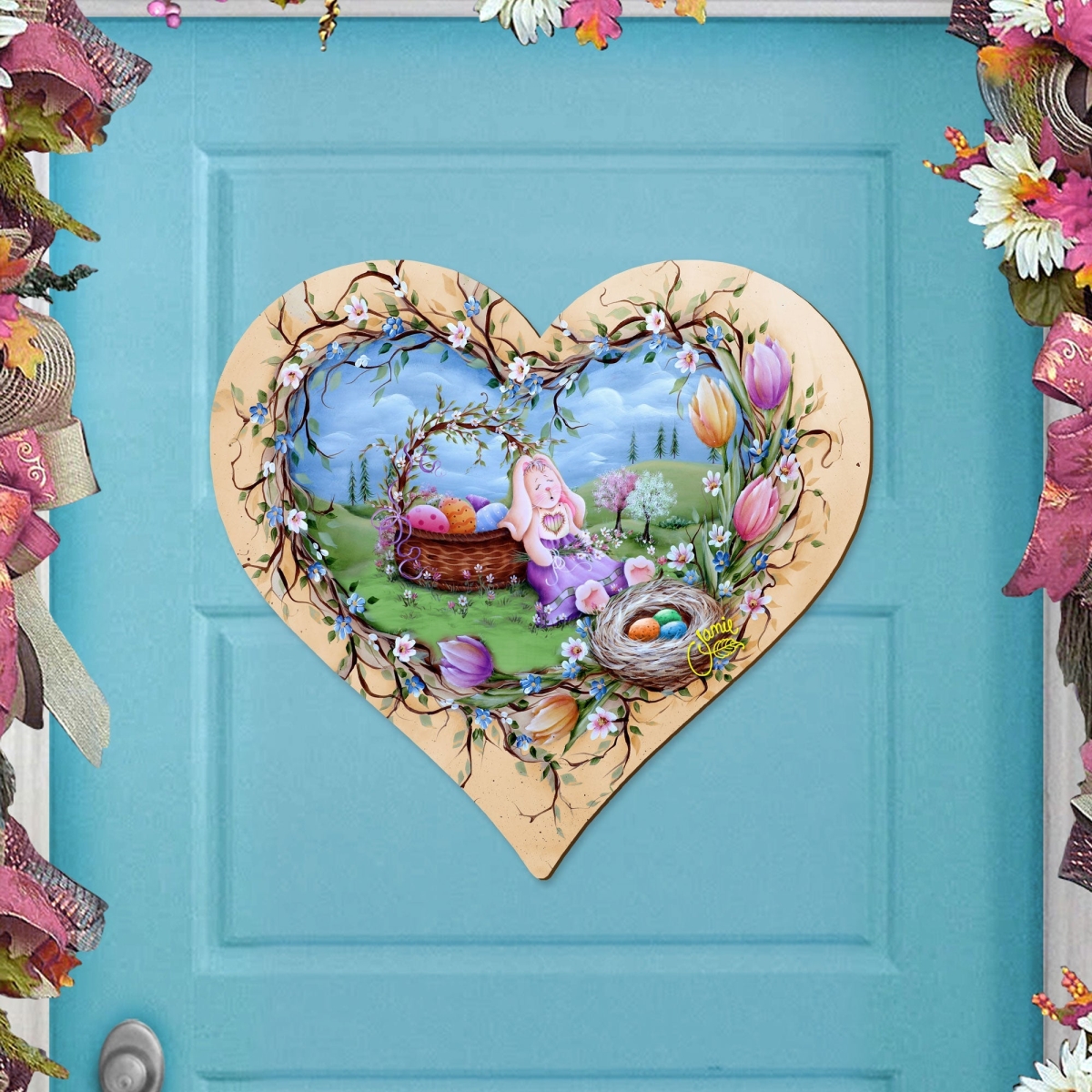 8457706H-MP Easter Bunny Nap Easter Door Decor by Jamie Mills-Price - Easter Spring Decor
