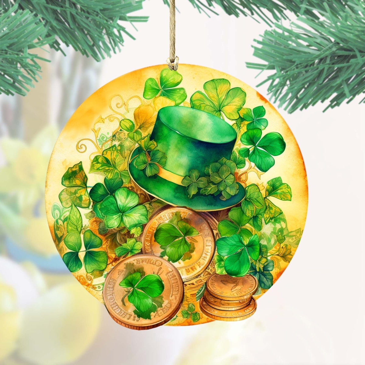8652774-S2 St. Patrick Day Wooden Ornaments Set of 2 by  Easter Spring Decor