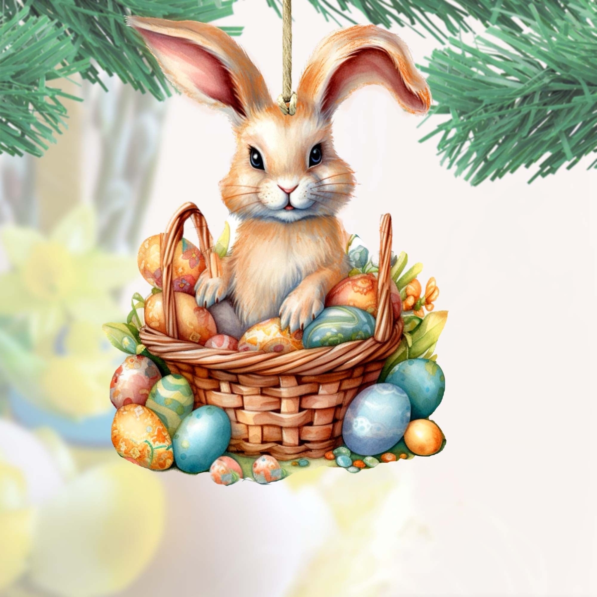 8652770-S2 Easter Bunny Wooden Ornaments Set of 2 by  Easter Spring Decor