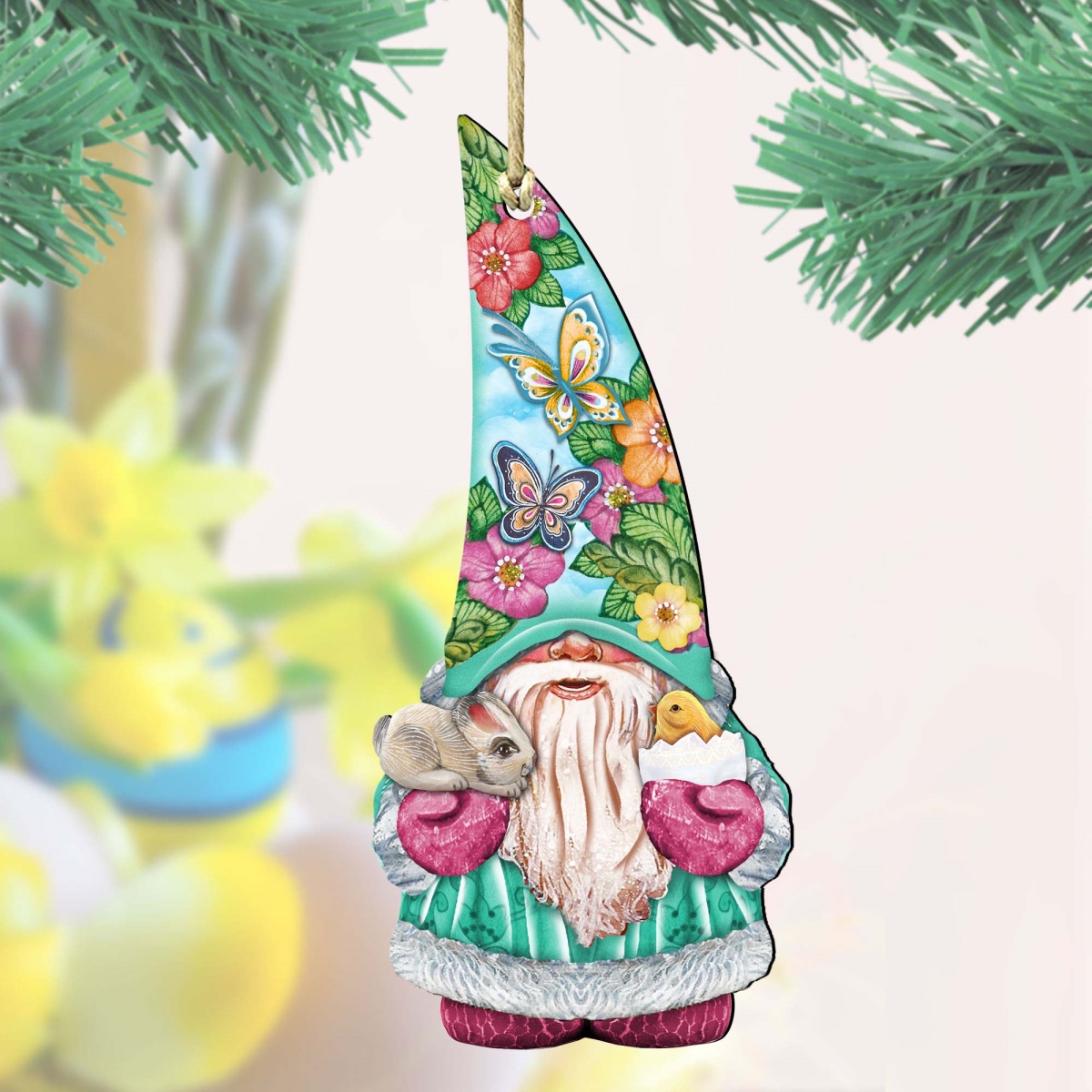 8611011 Spring Gnome Dwarf Wooden Ornament by  - Easter Spring Decor