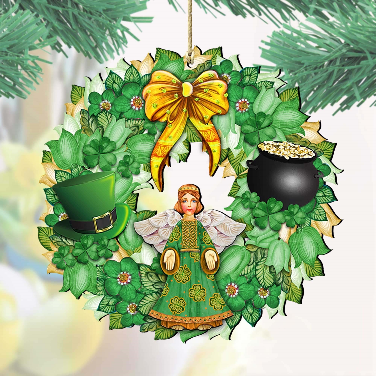 8185318 St Patrick's Day Wreath Wooden Ornament by  - Celtic Decor