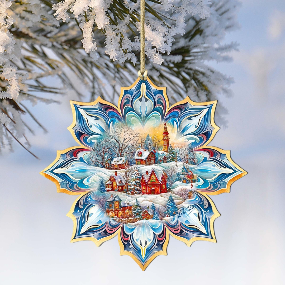 8688418 Winter Village Snowflake Wooden Ornament by  - Christmas Decor
