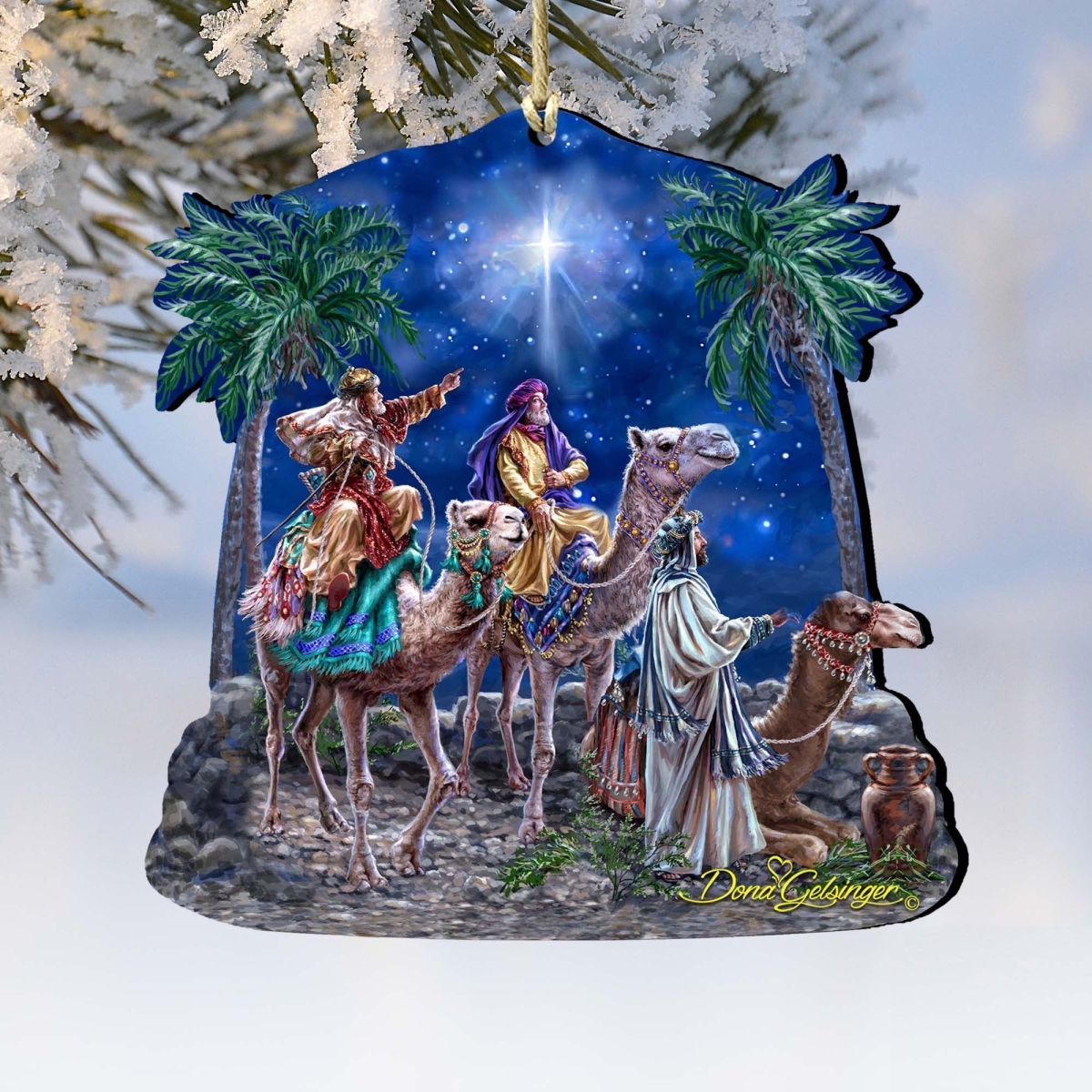 8161026-1810-S2 The Magic of Three Kings Wooden Ornaments Set of 2 by Gelsinger - Nativity Holiday Decor
