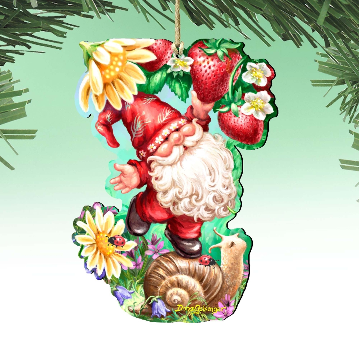 8461062-DG Sweet Summer Gnome Dwarf Wooden Ornament by Gelsinger - Easter Spring Decor