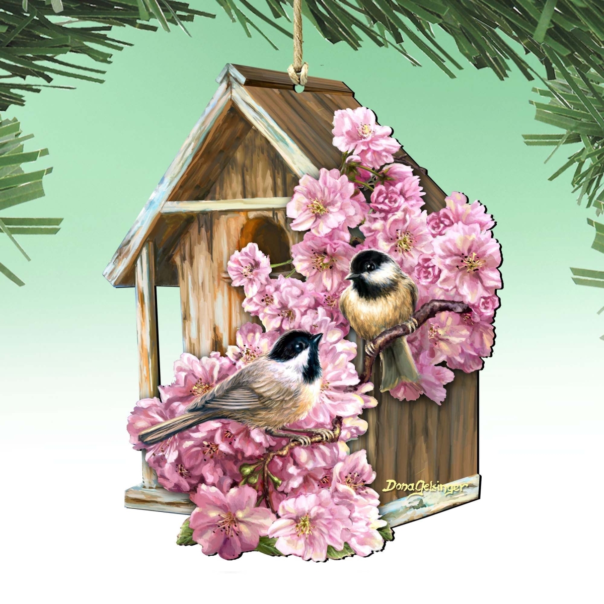 8461056-DG Spring Dream House Wooden Ornament by Gelsinger - Easter Spring Decor