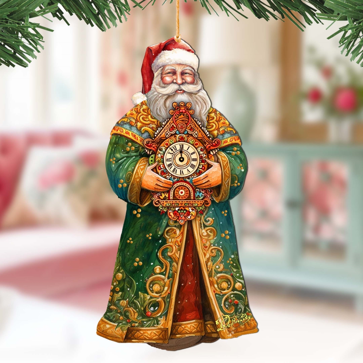 8691412 St. Nick's Magic Clock Wooden Ornament by  - Christmas Decor