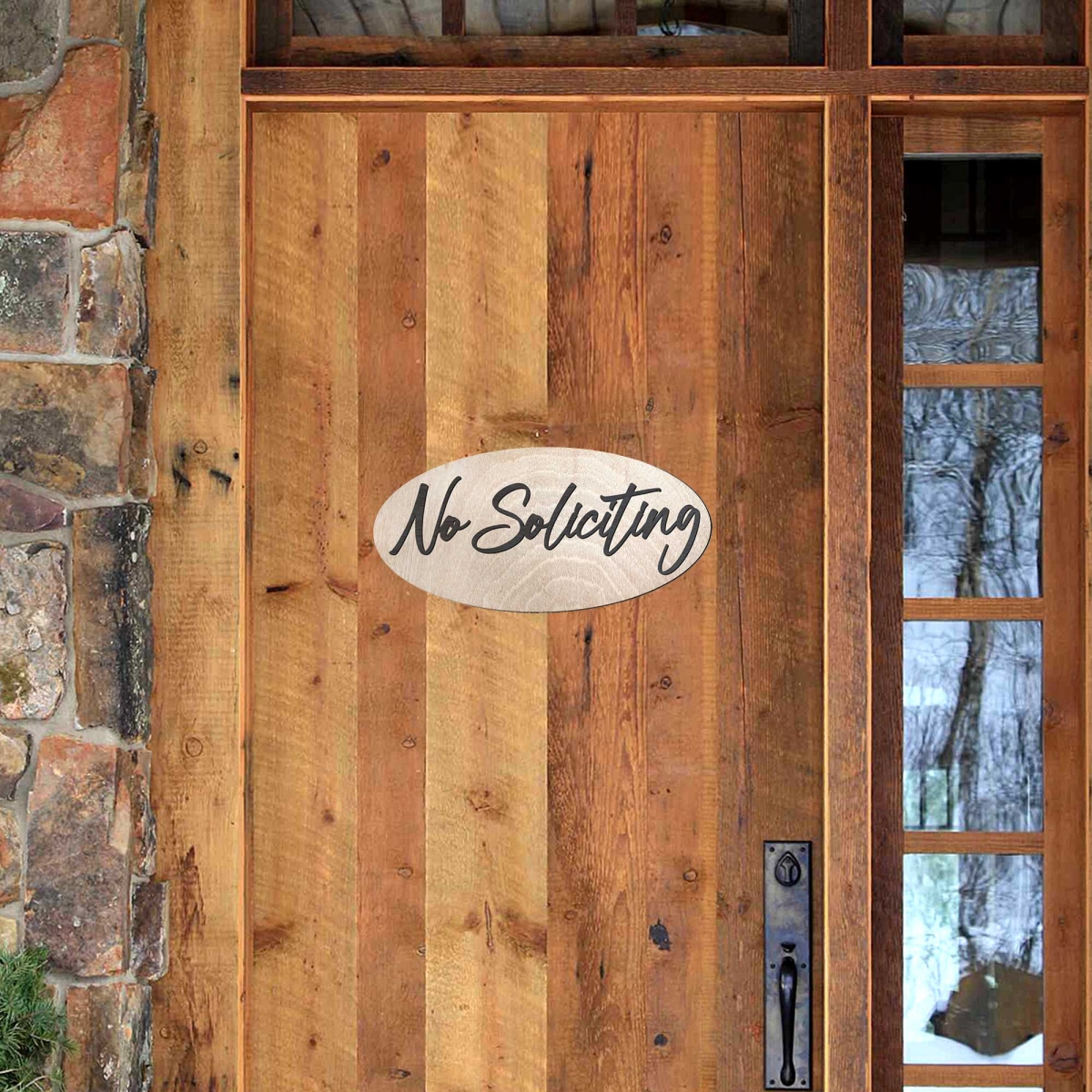 320322 No Soliciting Wooden Sign  Rustic Entryway Plaque - 320322
