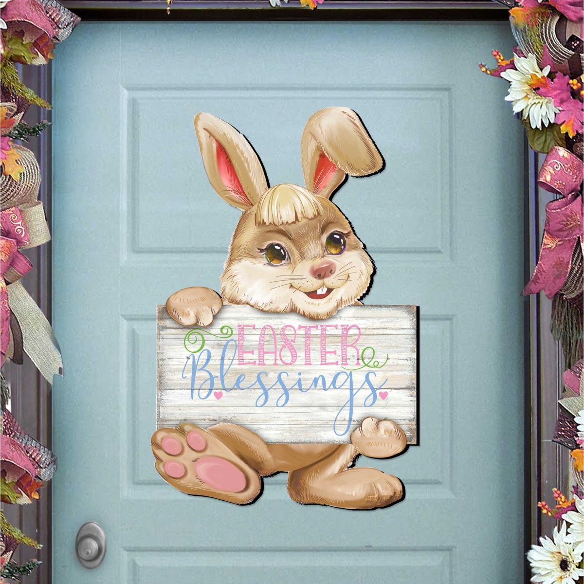 815433-3H Easter Blessing Bunny Wooden Door Hanger by  - Easter Spring Decor