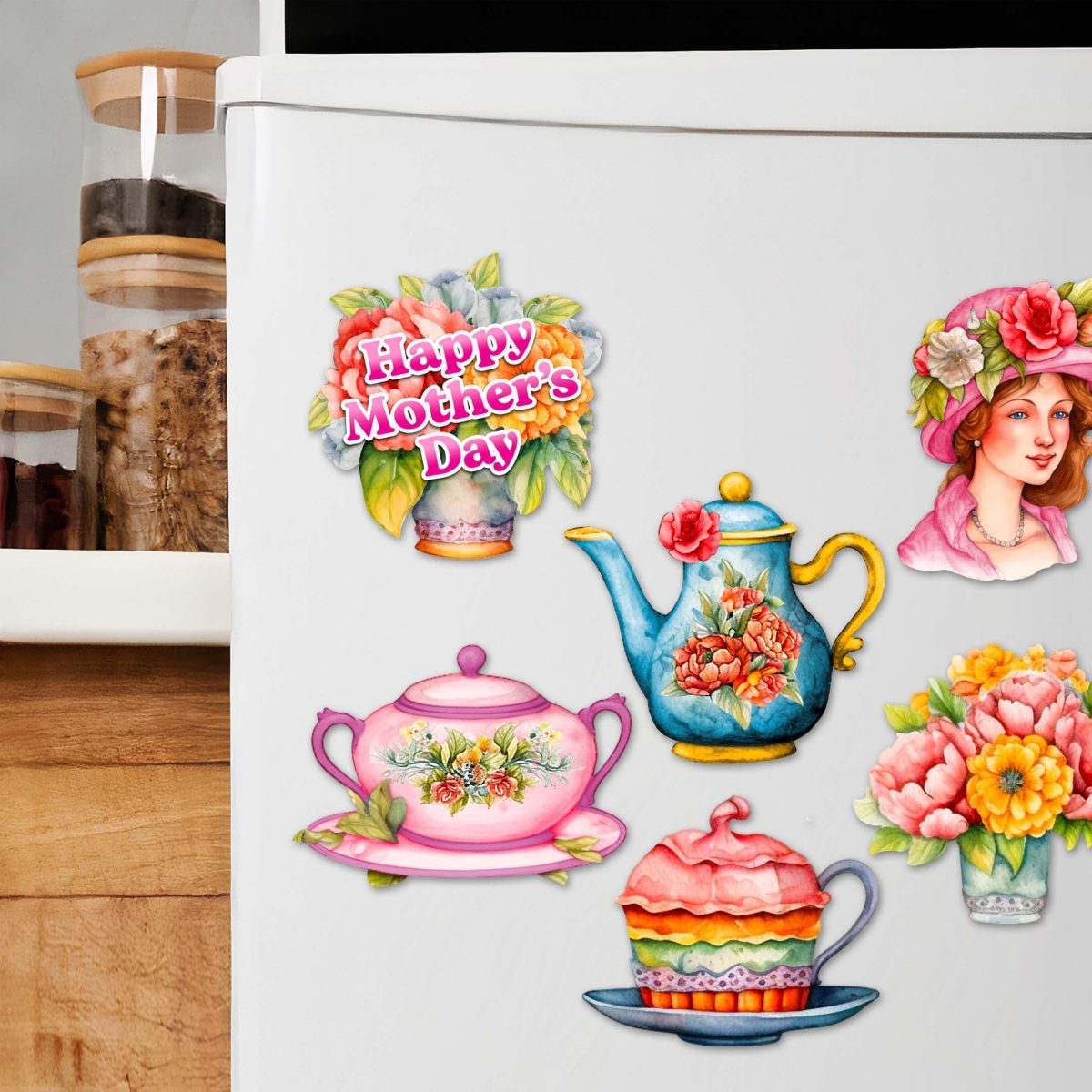 8090059G-S6 Happy Mother's Day Decorative Wooden Magnets Set of 6 by  - Family Love Decor