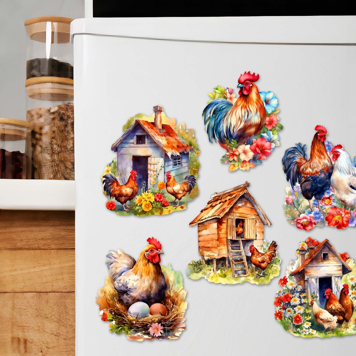8090056G-S6 Spring on the Farm Decorative Wooden Magnets Set of 6 by  - Easter Decor