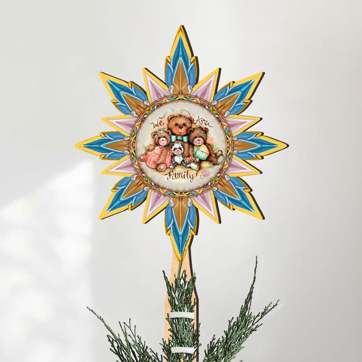 89520-MP We Are the Family Tree Topper Wooden Decor by Jamie Mills-Price - Christmas Decor