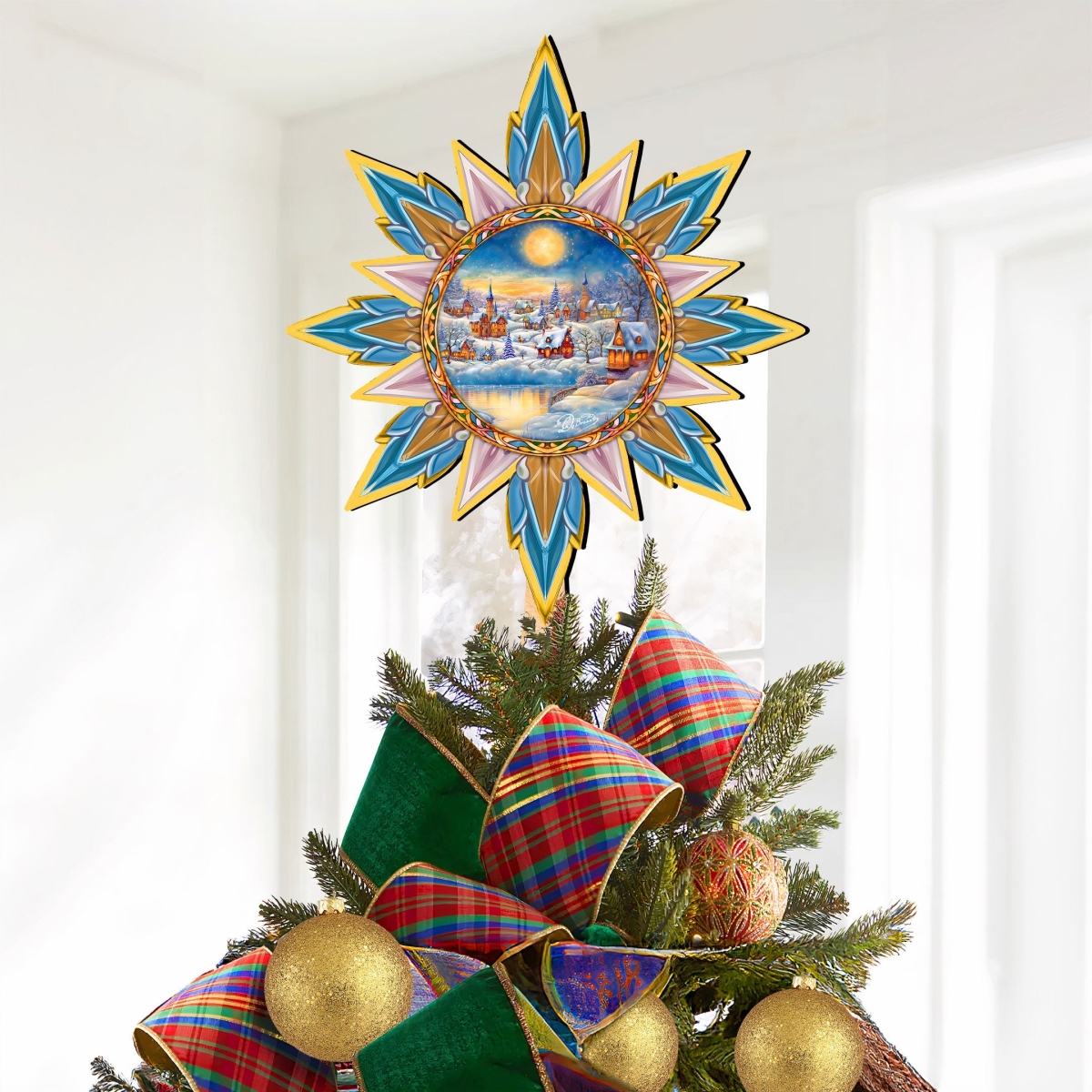 89519 Christmas Village Star Tree Topper Wooden Decor by  - Christmas Decor