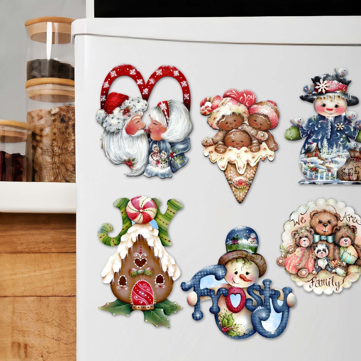 8090136G-S6 Merry Christmas Decorative Wooden Magnets Set of 6 by Jamie Mills-Price - Christmas Decor