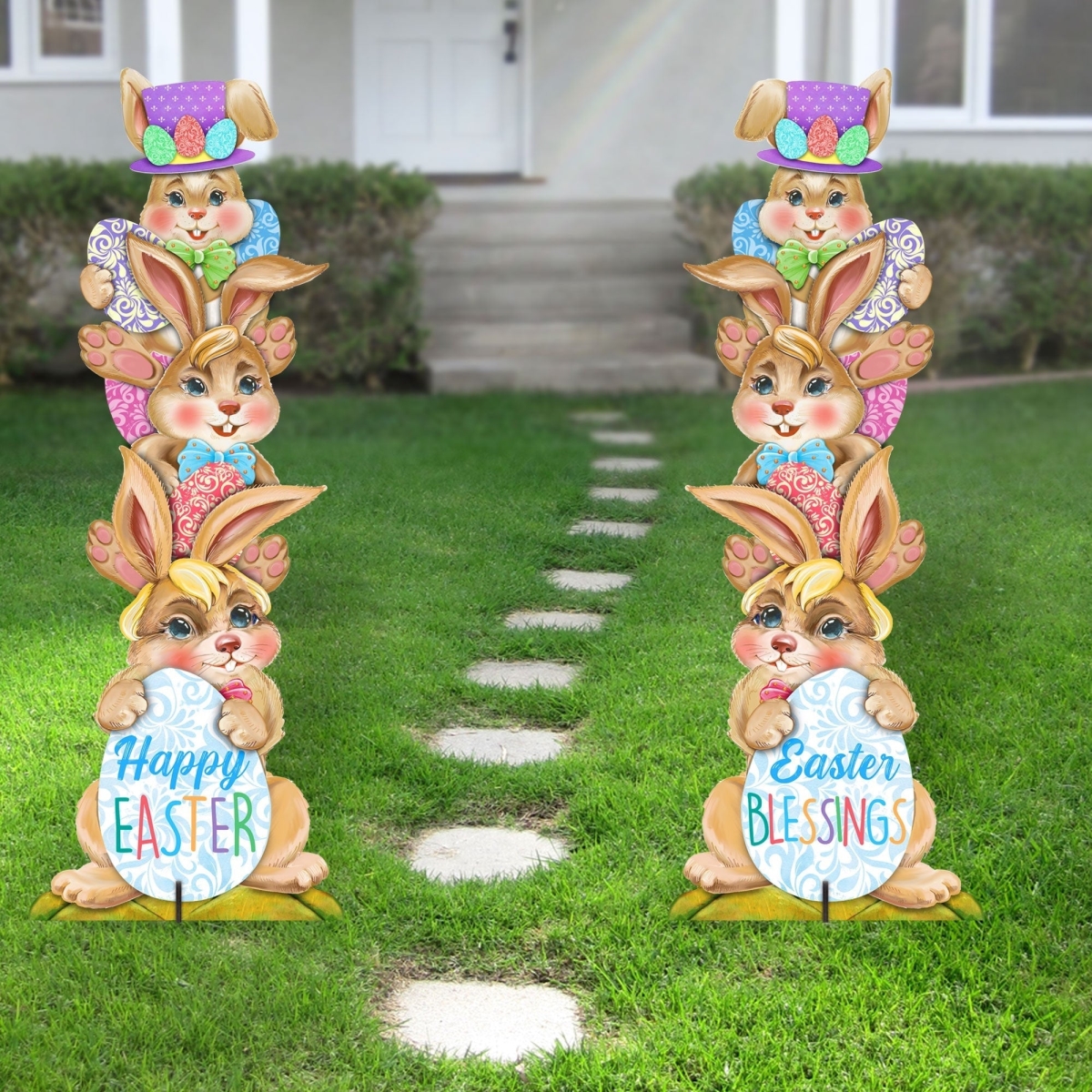 35' Easter Bunny Decor - Stacking Bunny Set of 2 Family Yard Sign by  - Easter Spring Decor