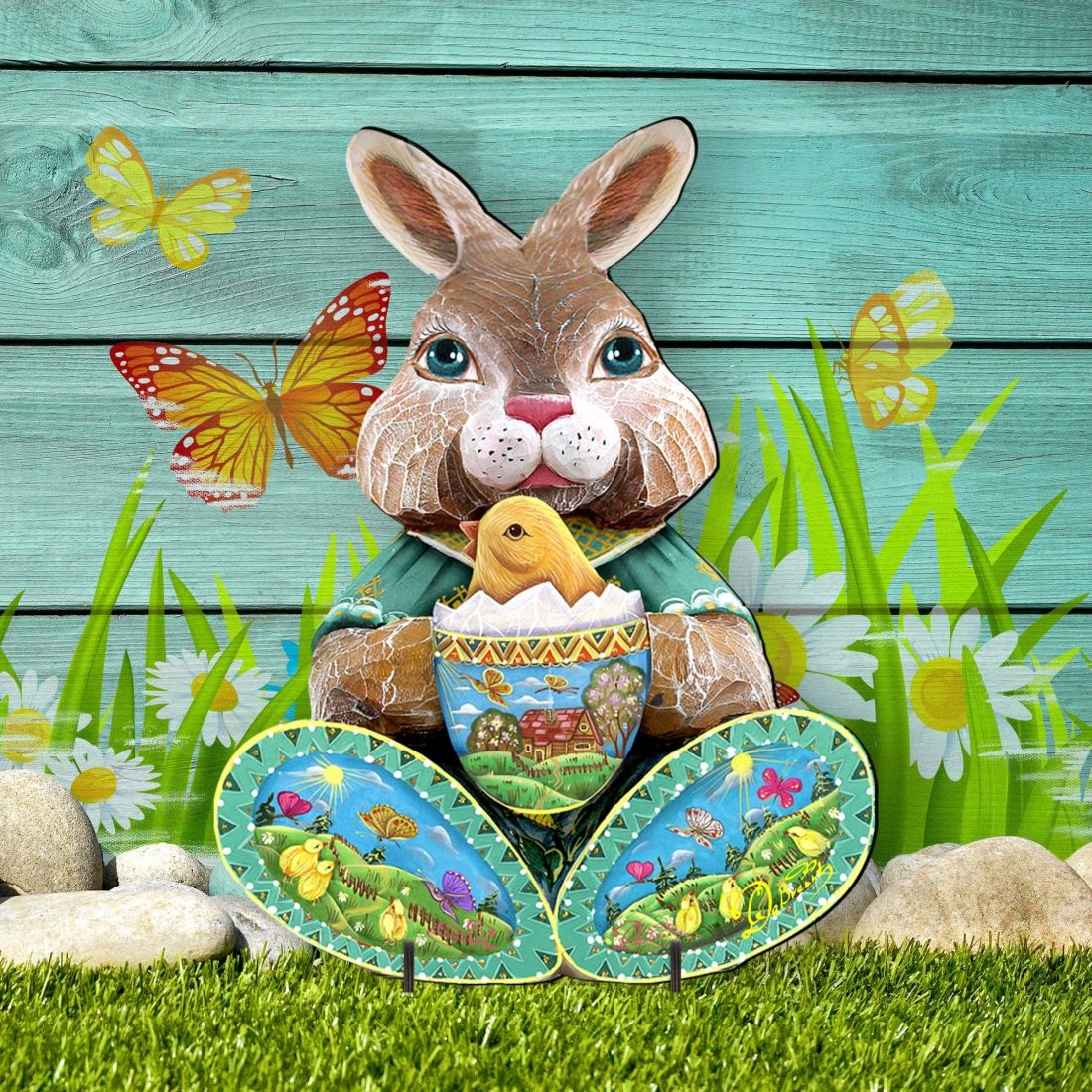 48' Easter Bunny Outdoor Scene by  - Easter Spring Decor