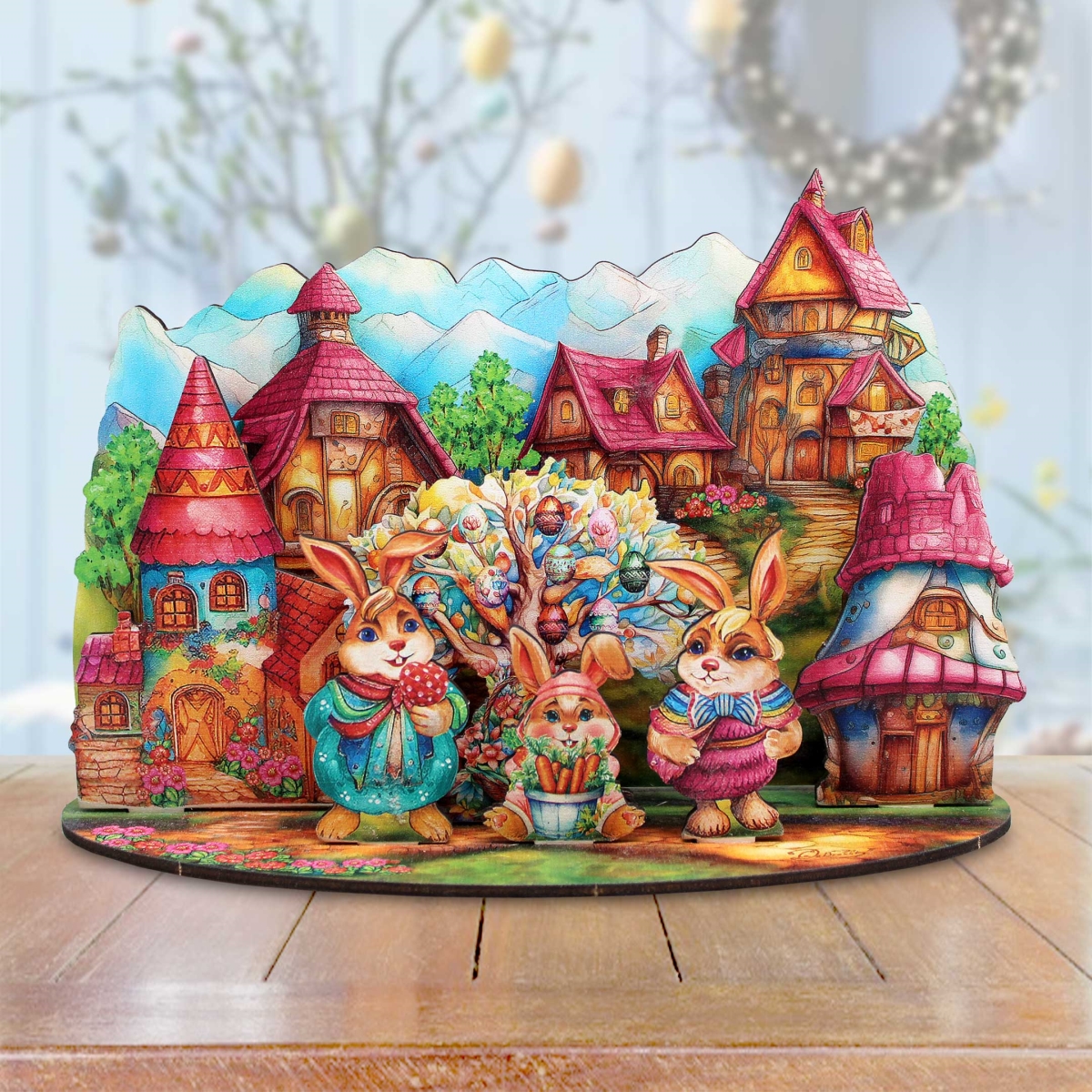 852769-10 Easter Bunny Village Decorative Village Set by  Easter Spring Decor