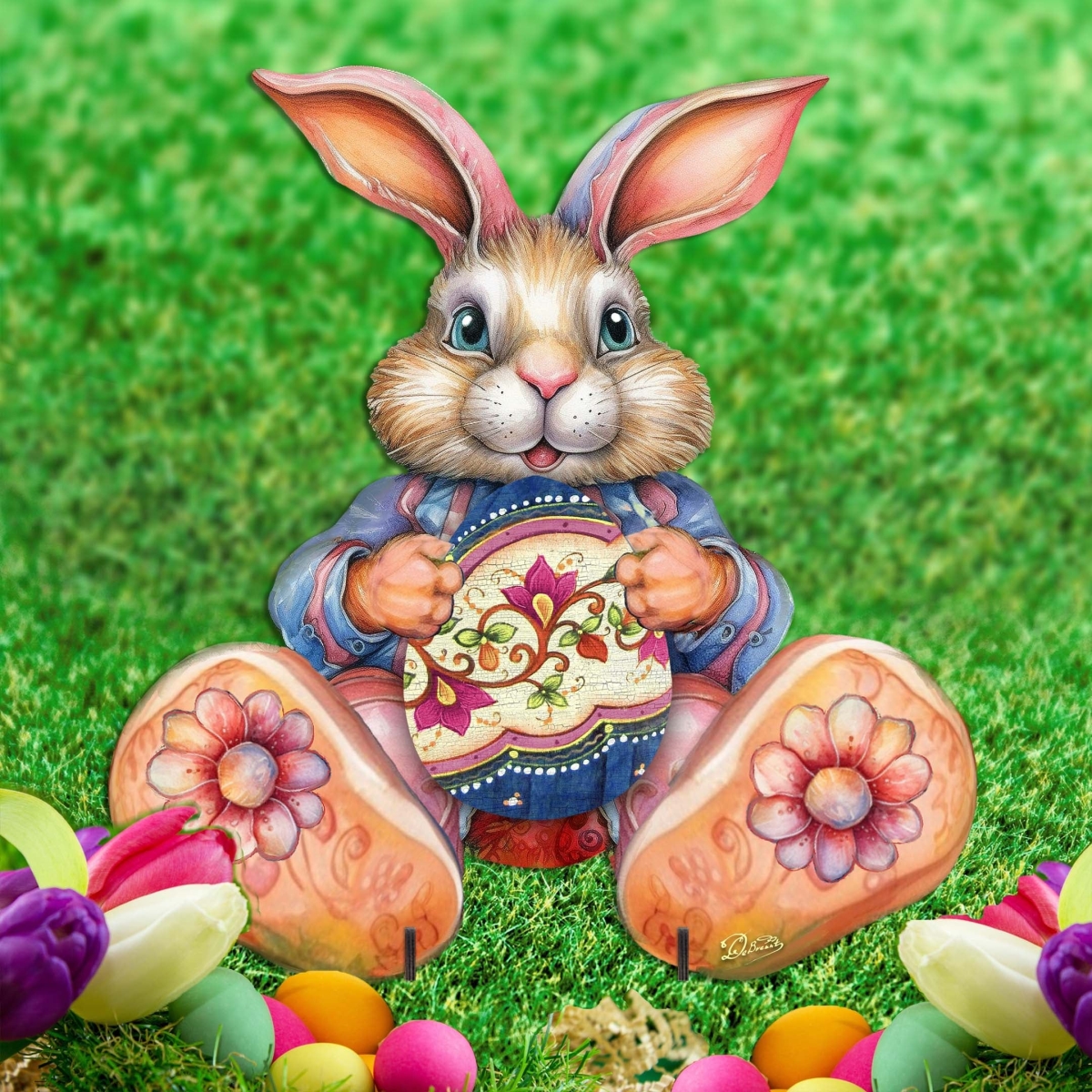 8652767F Easter Bunny Boy with Egg Easter Yard Sign by  - Easter Spring Decor