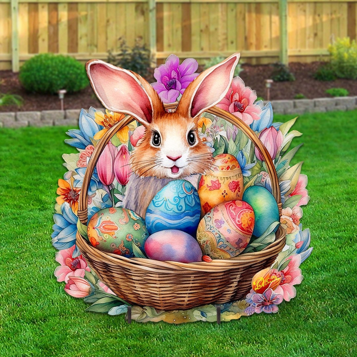 35' Bunny in a Basket Easter Yard Sign by