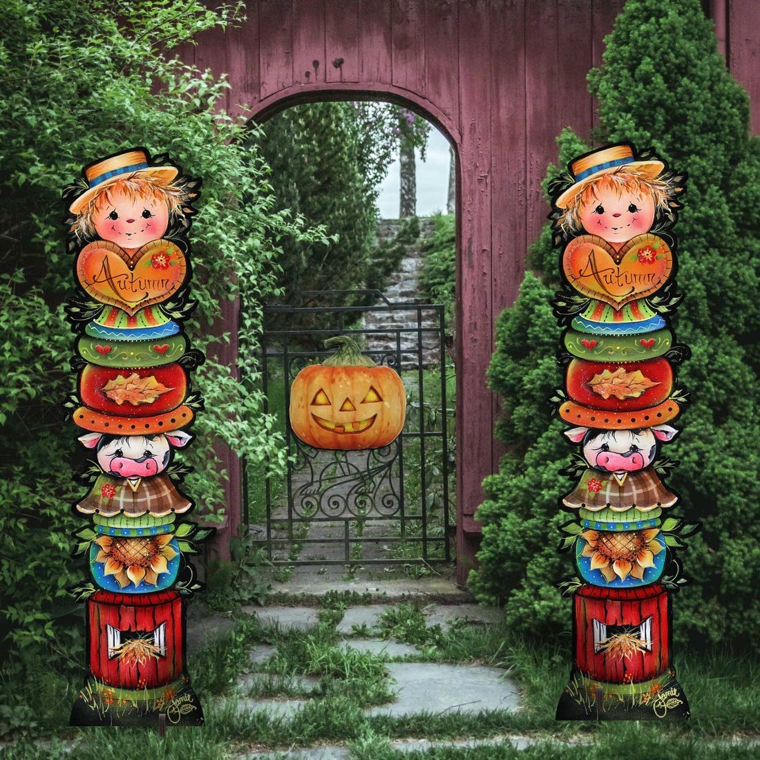 8457804F-S2 For the Love of Autumn Set of 2 Walkway Greeters Outdoor Decor by Jamie Mills-Price